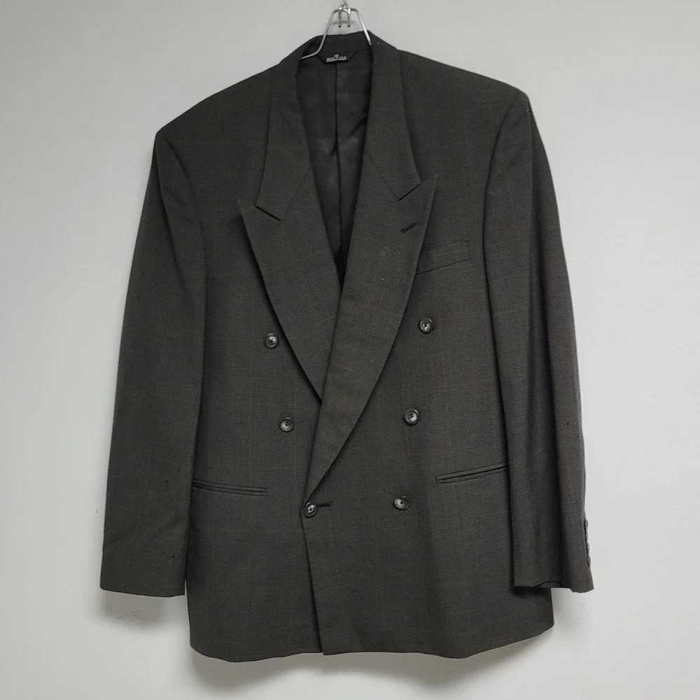 Men's double breasted blazer in black by portfolio  by Perry Ellis